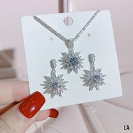 Bộ trang sức bạc ta cao cấp thiết kế tinh tế hiện đại gồm dây chuyềnbông tai bạc xinh xắn -Vàng bạc