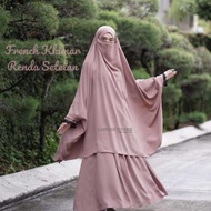 french khimar renda setelan rok couple ibu anak - coklat tua