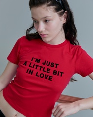 IMNOTAMORNINGPERSON -  A LITTLE BIT IN LOVE TEE WITH VELVET PRINT (Valentines Drop)
