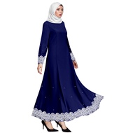 Jubah Long Sleeves Traditional Lace Putih Elegant Long Flary Terkini Abaya Murah Dress – ERA AINA