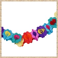 (KYSB) Paper Garland Decorations Mexican Banner Hibiscus Garland Flower Banner Tropical Paper Flower