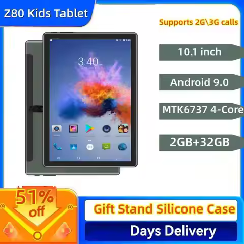 Z80 10.1" Android 9.0 Phone Call Kids Tablet MTK6737 Quad-Core Supports 2G\3G Calls 2GB RAM 32GB ROM