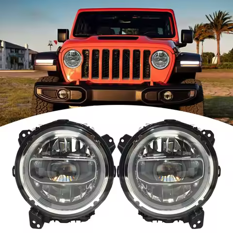 LED Headlight 9 Inch Headlights Hi/Low Beam Halo DRL Lights E24 FOR Jeep Wrangler JL Gladiator JT 20