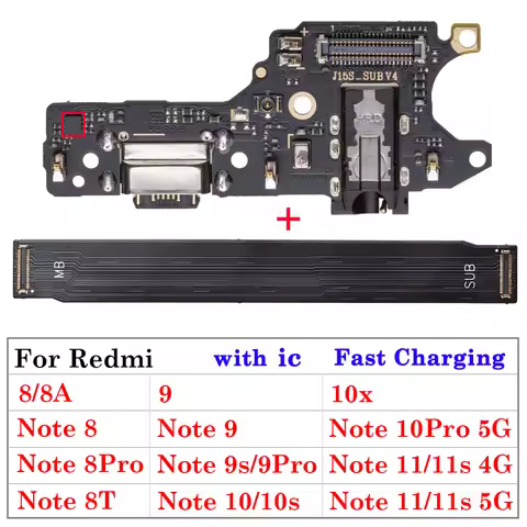 USB Charging Charger Main Motherboard Flex Cable For Xiaomi Redmi 8 8A 9 Note 8 8T 9 10 10X 10S 11 1