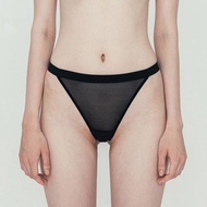 ornoir.co 黑色紗網純色拼接法式丁字褲內褲