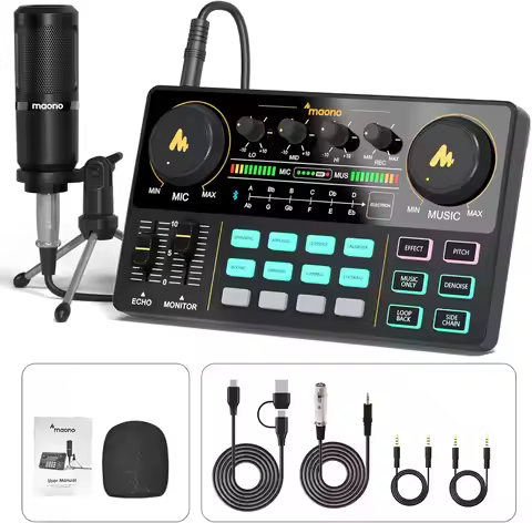 Podcast Equipment Bundle Audio mixer All-in-One Podcast Production Studio with 3.5mm Microphone for 