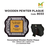 Wooden Pewter Plaque 8033