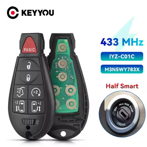 KEYYOU Car Key M3N5WY783X IYZ-C01C 433Mhz Fob 7 6+1 Buttons For Dodge Caravan Chrysler Town Country 
