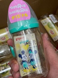Pigeon #大量現貨# 日版寬口母乳實感奶瓶 PPSU 160ml/Mickey Mouse 綠色款