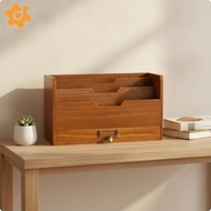 [utruiut0k] Wooden Desk Organizer with Drawer Compact Wooden Mail Organizer for Home Office