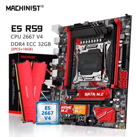 MACHINIST RS9 X99 Motherboard 2011-3 Kit Xeon E5 2667 V4 CPU 2x16GB DDR4 ECC RAM 2400MHZ Memory Comb