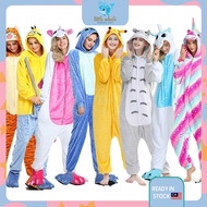 🐳Unisex Kigurumi Unicorn Stitch Panda Pikachu Totoro Tiger Cartoon Flannel Pajamas Women Men Hooded 