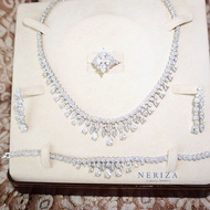 Neriza Jewelry/ชุดเครื่องประดับเพชรสังเคราะห์สร้อยคอ ต่างหู ประกายเทียบเท่าเพชรแท้ NSW020