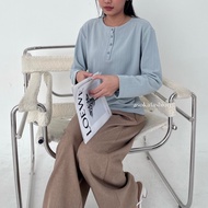 ASOKA Zelda Top 616 - Longsleeve Oneck Knit - Women's Button T-Shirt Top