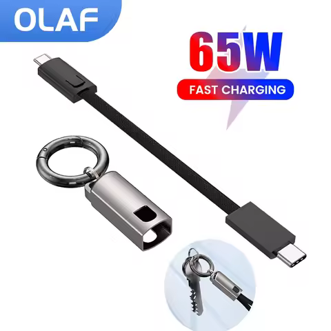 Keychain Type C TO Type C Cable PD 65W Fast Charing Data Cord For iPhone 15 Pro Max Plus Xiaomi Sams