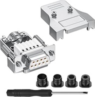 QIANRENON Compact DB9 Solderless Serial Adapter Metal Shell DB9 Female Crimp Terminal Breakout Conne