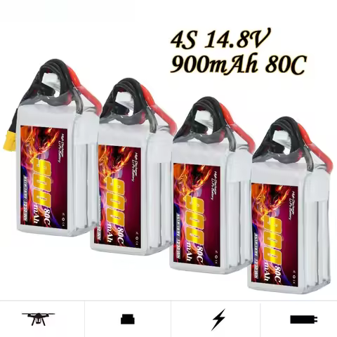 900mAh 4S 14.8V 80C Suitable for 2-2.5 Inch RC Drone FPV High-voltage Lithium Battery