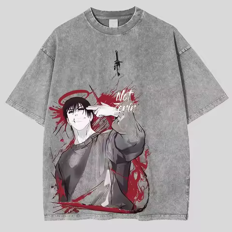 Fushiguro Toji Graphic T-shirt Jujutsu Kaisen Anime Vintage Washed Oversized T Shirt Men Women Cloth