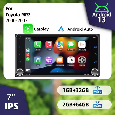 Multimedia Head Unit Stereo Wireless Carplay & Android Auto Supported 7" Android 2 Din Car Radio for