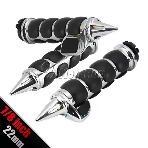 7/8" Inch 22mm Handle Bar Universal Chrome Motorcycle Hand Grips For Yamaha Virago XV 250 500 535 70