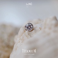 Astm standard F136 Titanium earrings with stone face - Crystal Ball Titanium