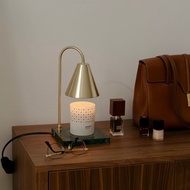 HOOOME 香氛蠟燭暖燈-典雅大理石款(祖母綠+金燈罩) 融蠟燈