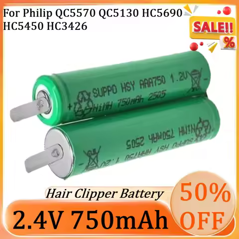 New 2.4V 750mAh AAA High Quality Battery for Philip QC5570 QC5130 HC5690 HC5450 HC3426 Hair Clipper 