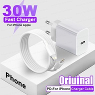 For Apple PD 30W Original USB C Charger For iPhone 11 13 12 14 Pro Max XR X XS SE 8 Plus Type C to Lightning Fast Charging Cable