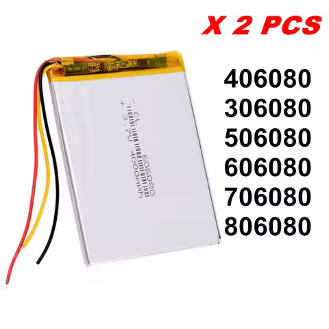2PCS 3lines 406080 306080 506080 606080 706080 806080 3.7V 3000mAh Li-polymer Battery For Reader Ony