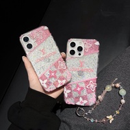 luxurious glitter LV with lanyard phone cases for iphone 16 Pro Max i16 15 Pro Max 15 14 Pro Max  i1