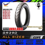 TAYAR MOTORSIKAL GRT GR390 TUBELESS TYRE 70/90-14,80/90-14,70/90-16,80/90-16,70/90-17,80/90-17 (BATT
