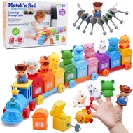 Farm Animal Train Toys For Toddler 1 2 3 4 Years Old, Montessori Counting Matching Learning Toys, Wi