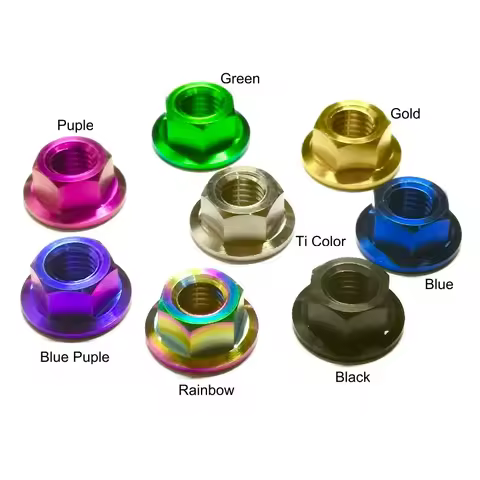 M5 M6 M8 M10 M12 M14 Titanium Flange Nuts Din6923 Ti6Al4V Alloy For Bicycle Bike Motorcycle Car Rear