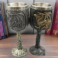 Black Silver Bone Flying Dragon Goblet Resin Stainless Steel Water Cup Wine Glass Goblet Cocktail Gl