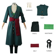 Anime One Piece Roronoa Zoro Trang Phục Cosplay cho nam giới Zoro Áo choàng kimono Zoro màu xanh lá