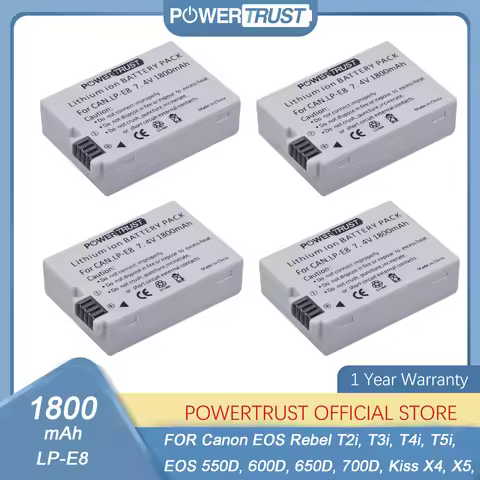 LP-E8 LPE8 Battery for Canon EOS Rebel T2i, T3i, T4i, T5i, EOS 550D, 600D, 650D, 700D, Kiss X4, Kiss