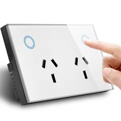 120mm AU/US/CA Double wall socket Tempered Crystal Glass wall outlet Touch Screen Socket Power Outle