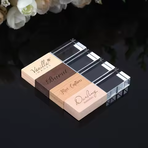 USB3.0 Free Custom Logo USB 3.0 Flash Drive Memory Stick Crystal Wooden Box Pen Drive Storage Device