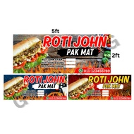 ROTI JOHN CUSTOM SIZE Banner Bazar Ramadhan 2ft x 5ft Free 4 hole