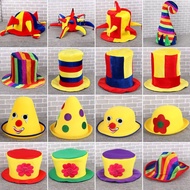 Clown cos Costume Funny Props Magician Masquerade Party Clown Hat Colorful Dress Hat Dress Up Headwe