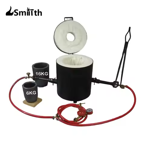 LSMIITTH 16KG/35.27LBS Double Burner Propane Metal Melting Furnace With 2 Crucible Suitable For Melt