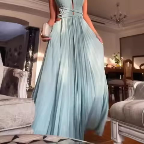 Summer New Amazon Best Seller Ruffles Strapless Backless Dress Solid Color Slimming Dress Large Swoo