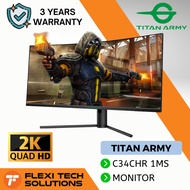Flexi Tech TITAN ARMY 34 inch Curved Ultrawide 2K 144Hz 1ms Gaming Monitor (C34CHR) WQHD