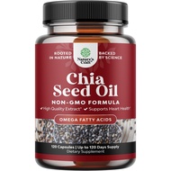 Chia Seed Oil Extract Capsules - Plant Based Omega 3 6 9 Supplement and Daily Fiber Capsules for Adu