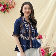 DISKON NUANSA BATIK BLOUSE BATIK / KEMEJA BATIK LENGAN PENDEK BAHAN