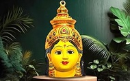 Puja N Pujari Varalakshmi Amman Face Mask Medium (7 Inches,Metal)