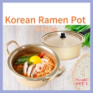 Korean Nickel Silver Ramen Pot for Noodles 14cm, 16cm, 18cm, 20cm with Lid Made in Korea Small Saucepan Multi-purpose Stew Instant Noodle Ramyun Kimchi Cooking Hot Gold Pot