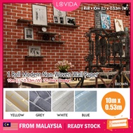 LOVIDA 1 Roll 10 Meter 2D Brick Pattern Textured Non-woven Art Decoration Home Kitchen Flocking Wall
