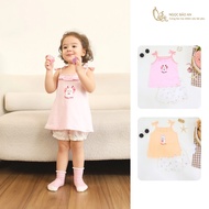 M&B (6M-3Y) Cool cotton 2-strap short set with lovely patterns for girls from 7kg4 to 15kg