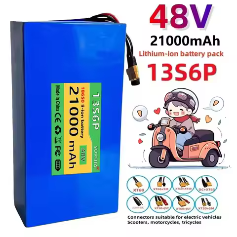 48V 21Ah 18650 Lithium Battery Pack 13S6P 1000W with BMS 500W 750W Motor with BMS for E-tools Two Wh
